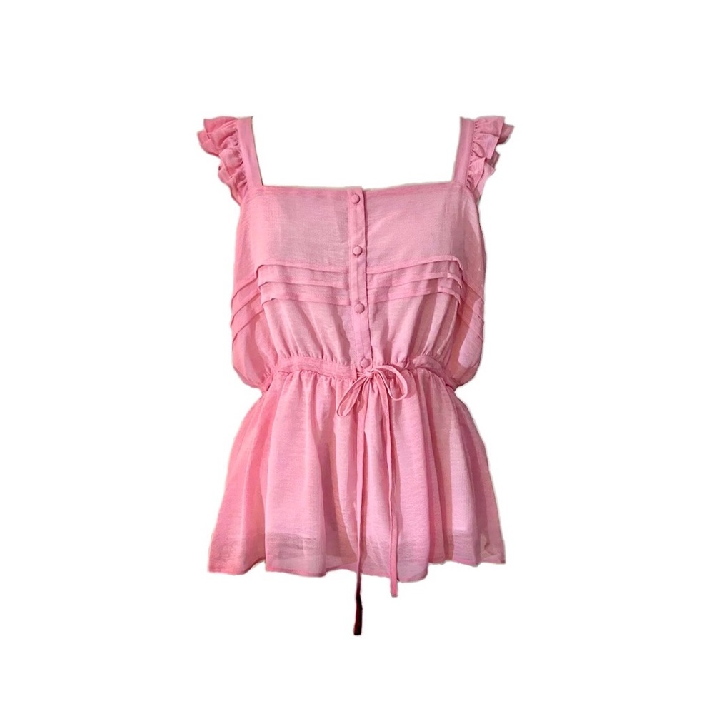 [New with Tag] Boho Pink Button Front Pleats Tank Top orig.$135 size S